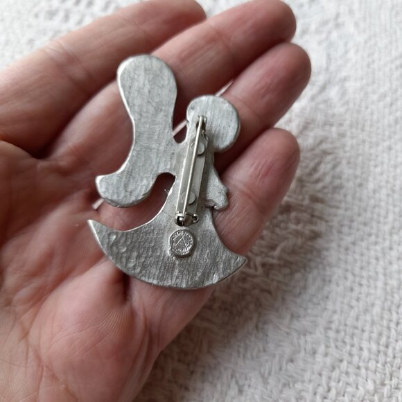 Vintage Angel Brooch Aitkens Pewter Puffy Silver Tone - Picture 8 of 16